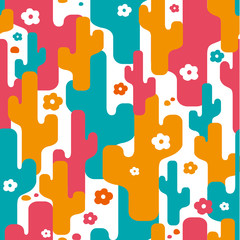Decorative stylized cactus seamless abstract pattern