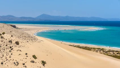 Foto op Plexiglas Sotavento Beach, Fuerteventura, Canarische Eilanden Luchtfoto van de lagune op het strand van Sotavento in Fuerteventura, Spanje
