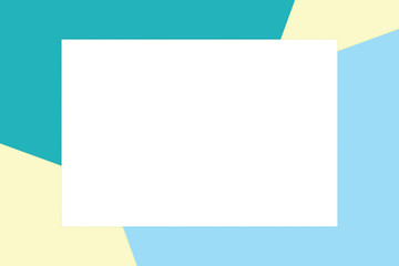 white rectangle frame on colorful pastel soft paper background cosmetics for copy space message, minimal flat lay style for fashionable cosmetics pastel color top view wallpaper geometric overlays