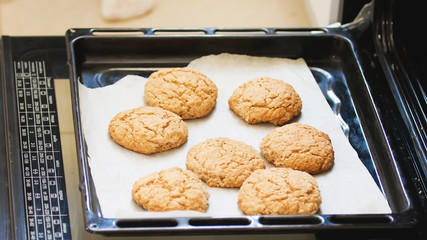 Ready fresh homemade cookies in the oven