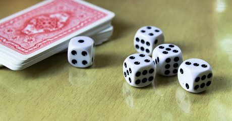 Dice, coins and playing cards. Casino, a popular source of randomness in board games. Entertainment, gambling.