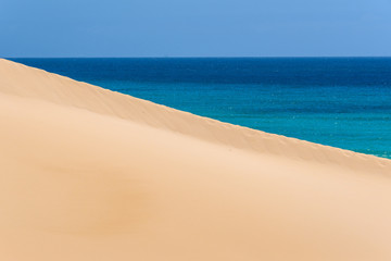 Sand dunes on the beach in Fuerteventura, Spain