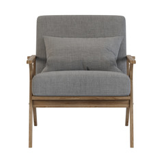 Armchair on wooden legs. Isolate. 3D rendering.