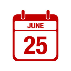 Fototapeta premium 25 june calendar red icon. twenty five