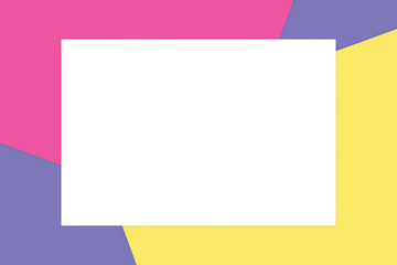 white rectangle frame on colorful pastel soft paper background cosmetics for copy space message, minimal flat lay style for fashionable cosmetics pastel color top view wallpaper geometric overlays