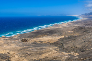 Fototapeta na wymiar Aerial view of Cofete Beach in Fuerteventura, Spain
