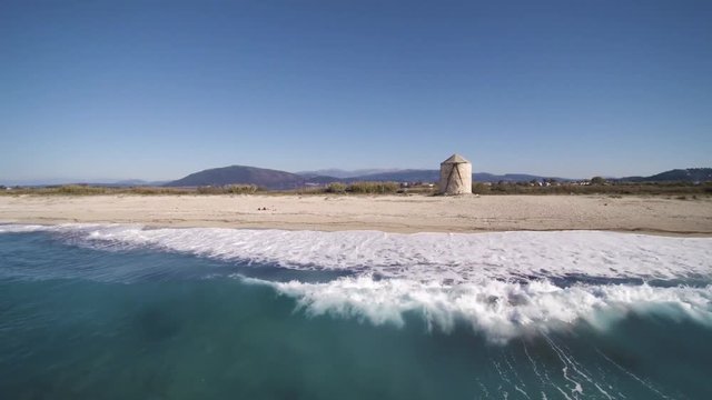 Old windmill ai Gyra beach, Lefkada Greece
