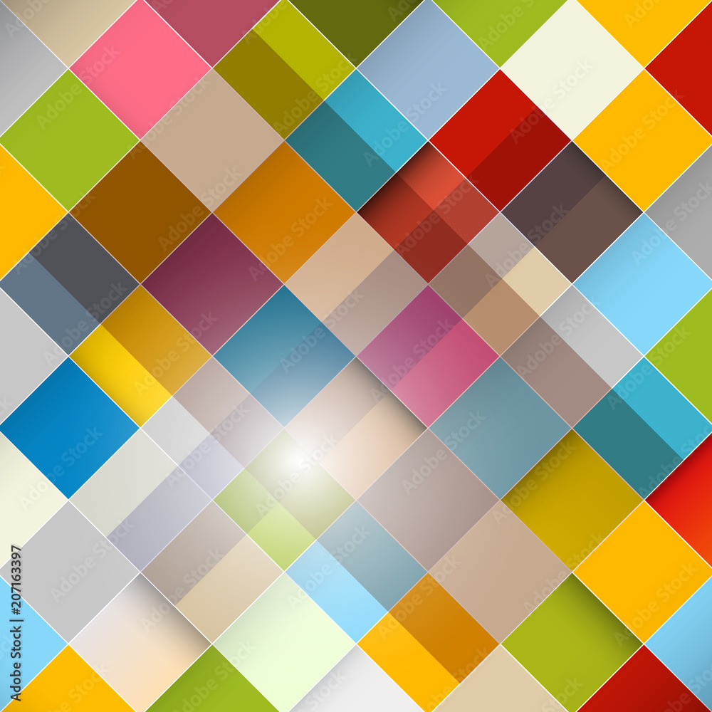 Sticker Colorful Squares Diagonal Vector Background. Retro Backdrop Suitable for Graphic Designs.