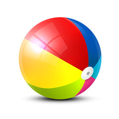 Realistic Colorful Beach Ball Vector Symbol Isolated on White Background