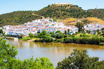 Fototapeta na wymiar Historic town and castle of Sanlucar de Guadiana in Spain, borderline with Portugal, Guadiana River, Spain