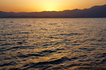 野洲市の琵琶湖の夕景