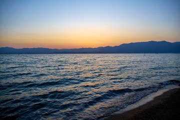 野洲市の琵琶湖の夕景