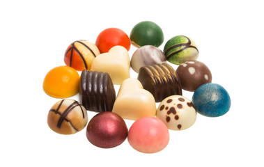 chocolate candy in colored glaze isolated