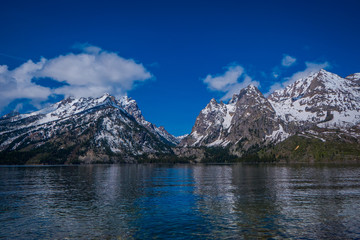 Jenny Lake and mountains of the Grand Teton National Park, Wyoming in Summer