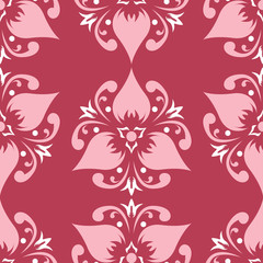 Floral seamless pattern. Red colored background