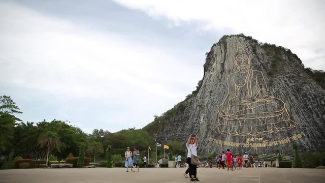 Buddha carved cliffs at Khao Chee Chan Cliff, Sattahip, Chonburi