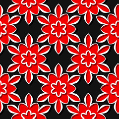 Fototapeta na wymiar Seamless pattern. Floral red and black 3d background