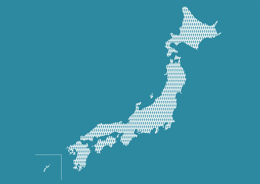 日本地図のイラスト: 人々の模様 