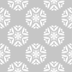 Obraz premium White floral seamless design on gray background