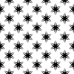 Black floral seamless pattern on white background