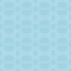 Light blue geometric ornament. Seamless pattern