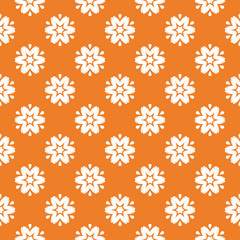White floral seamless pattern on orange background