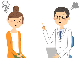 白衣の男性　問診　診察　注意