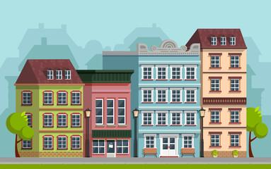 Fototapeta premium The landscape of the historic city. Vector illustration.