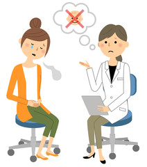 白衣の女性　問診　診察