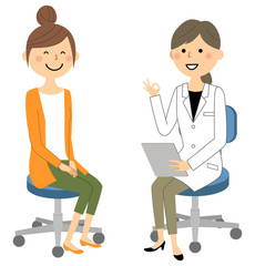 Fototapeta premium 白衣の女性 問診 診察 OK