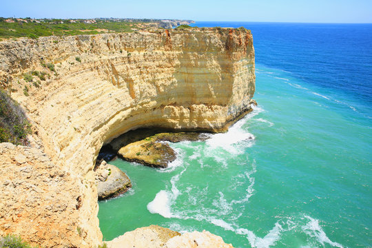 Wild Atlantic coast in Algarve, Portugal