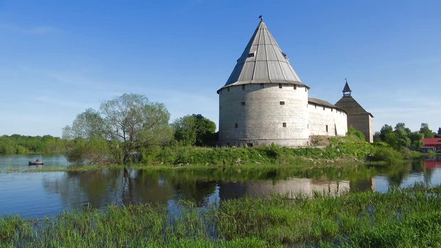View on the Shooting tower of the Old Ladoga fortress on a Sunny may day. Russia