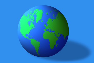 Earth globes on blue background