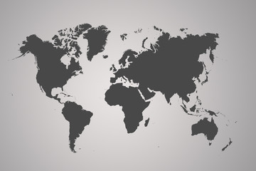 Fototapeta na wymiar black map of the world on brown background