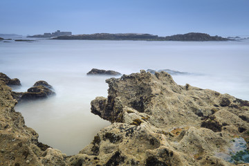 blue morning and smooth water in Atlantic ocean in Morocco