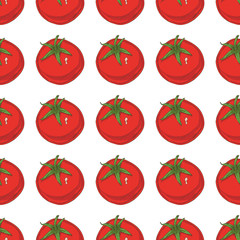Seamless Pattern with Ripe Red Tomatoes