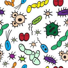 Seemless pattern of colourful bacterial doodles