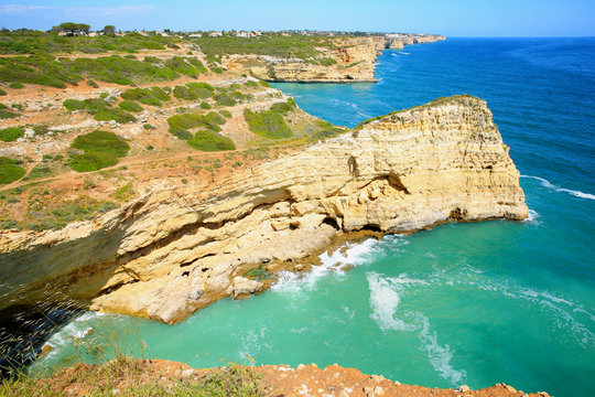 Great Atlantic coast in Algarve, Portugal