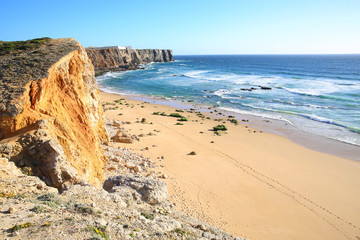 Fototapeta na wymiar Idyllic Costa Vicentina Natural Park in Algarve, Atlantic Coast near Cabo de Sao Vicente, Portugal