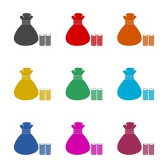 Money bag sign icon, color icons set