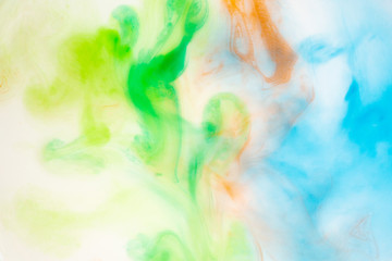 Colorful watercolor painted on water. Abstract background