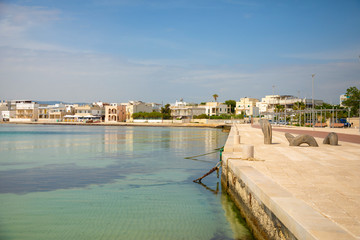 Port with cityview of Torre Canne, Fasano in Italy