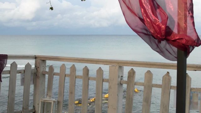 View from tropical lounge baldachin