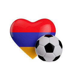 Obraz premium Armenia flag heart shape with a soccer ball. Love football. 3D Rendering