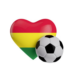 Bolivia flag heart shape with a soccer ball. Love football. 3D Rendering © ink drop