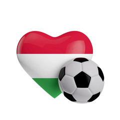 Fototapeta premium Hungary flag heart shape with a soccer ball. Love football. 3D Rendering