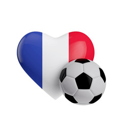 Obraz premium France flag heart shape with a soccer ball. Love football. 3D Rendering