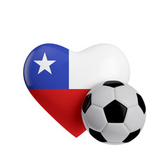 Obraz premium Chile flag heart shape with a soccer ball. Love football. 3D Rendering