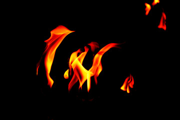 close up fire flames abstract on black background