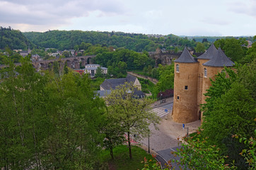 Fototapeta na wymiar Beautiful street in Luxembourg. Spring urban landscape photo. Luxembourg, Grand Duchy of Luxembourg